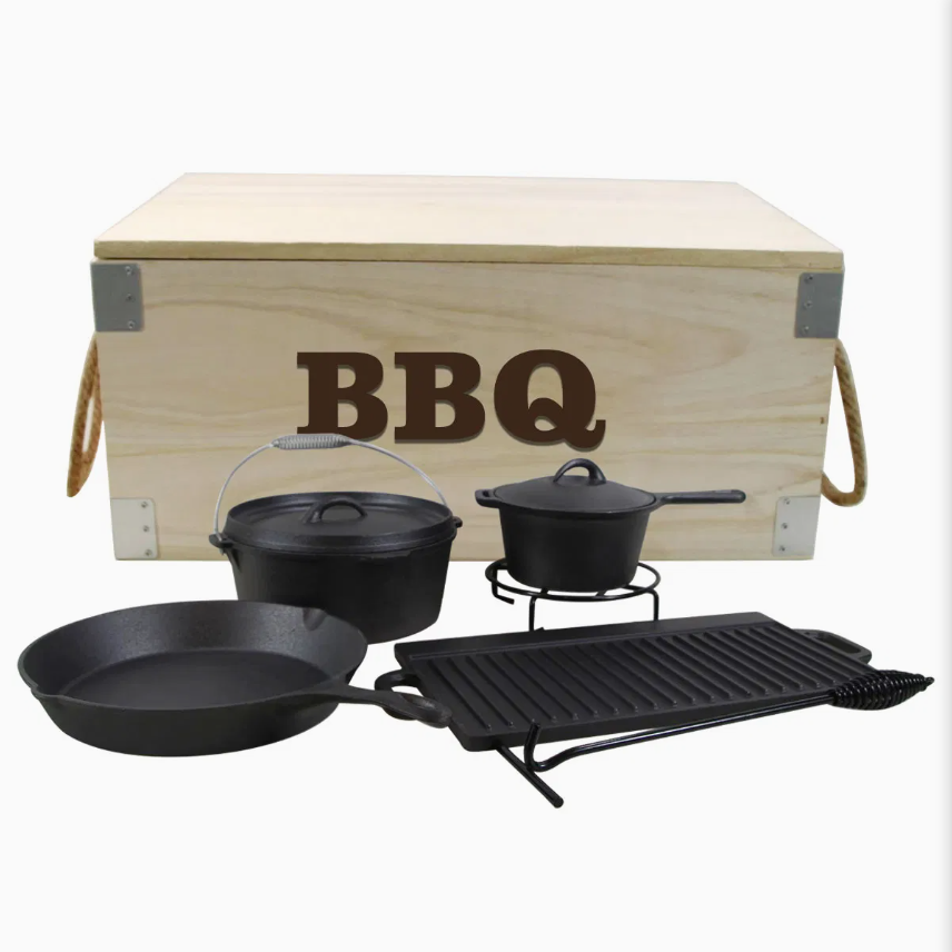 Outdoor Camping Cast Iron Dutch Oven Set——Can lift large-sized saucepan