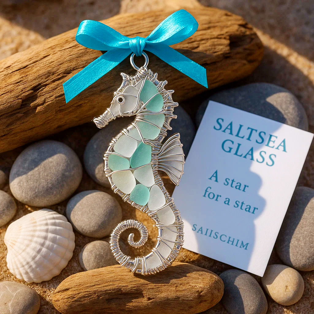 ๐ Handmade Sea Glass Ocean Ornament
