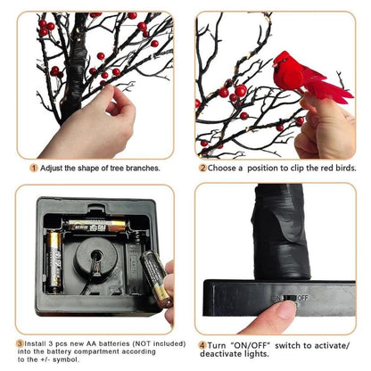 Limited-time Black Friday sale 49% OFF🔥Vintage Glowing Tree With Electric Cardinal & Berries