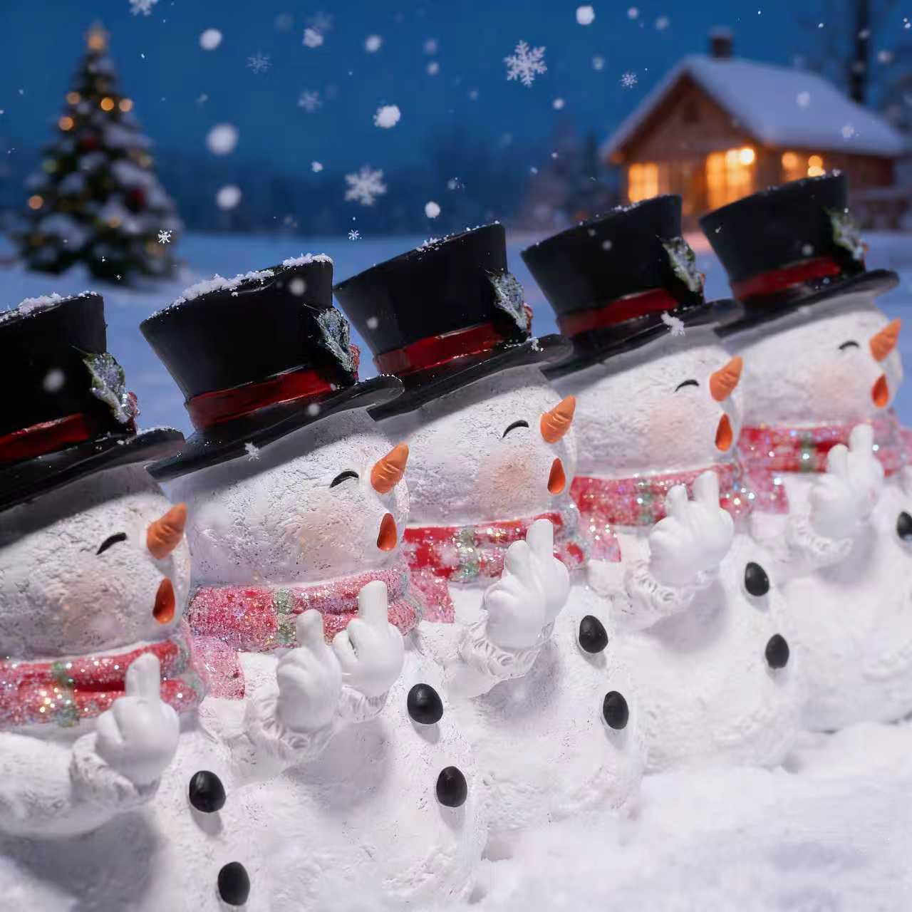 Hodao TikTok Viral Middle Finger Snowman – Naughty Christmas Decor & Funny Gag Gift for Adults