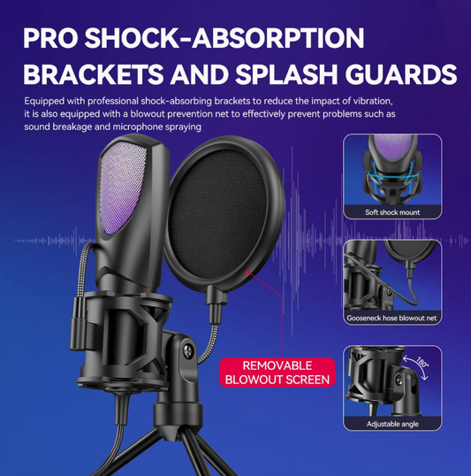 Microphone USB Desktop Condenser Microphone for Computers Q3r Live Streaming