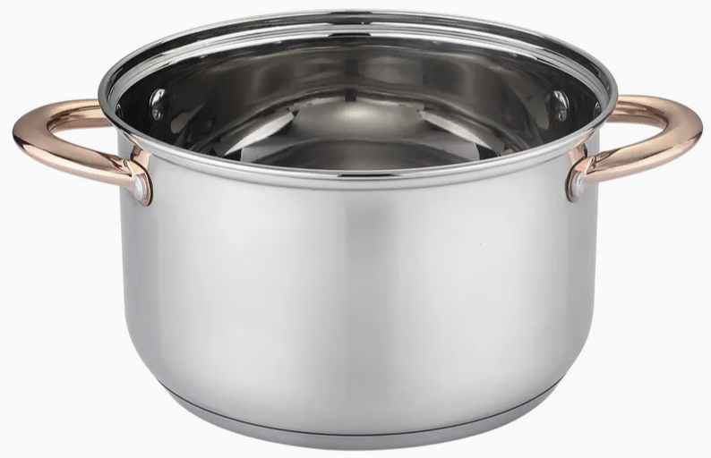 Premium 12-Piece Stainless Steel Cookware Set with Elegant Golden Handles