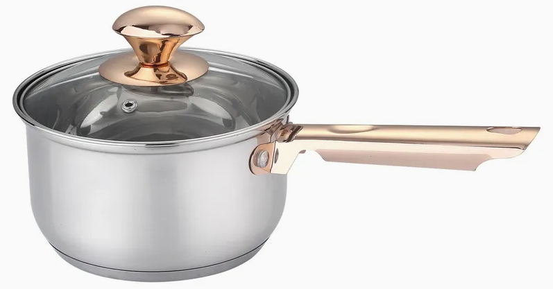 Premium 12-Piece Stainless Steel Cookware Set with Elegant Golden Handles