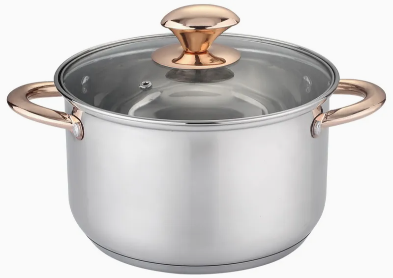 Premium 12-Piece Stainless Steel Cookware Set with Elegant Golden Handles