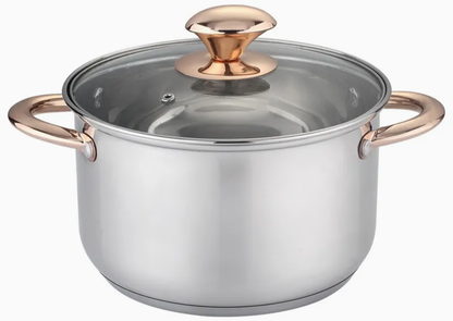 Premium 12-Piece Stainless Steel Cookware Set with Elegant Golden Handles