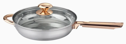 Premium 12-Piece Stainless Steel Cookware Set with Elegant Golden Handles