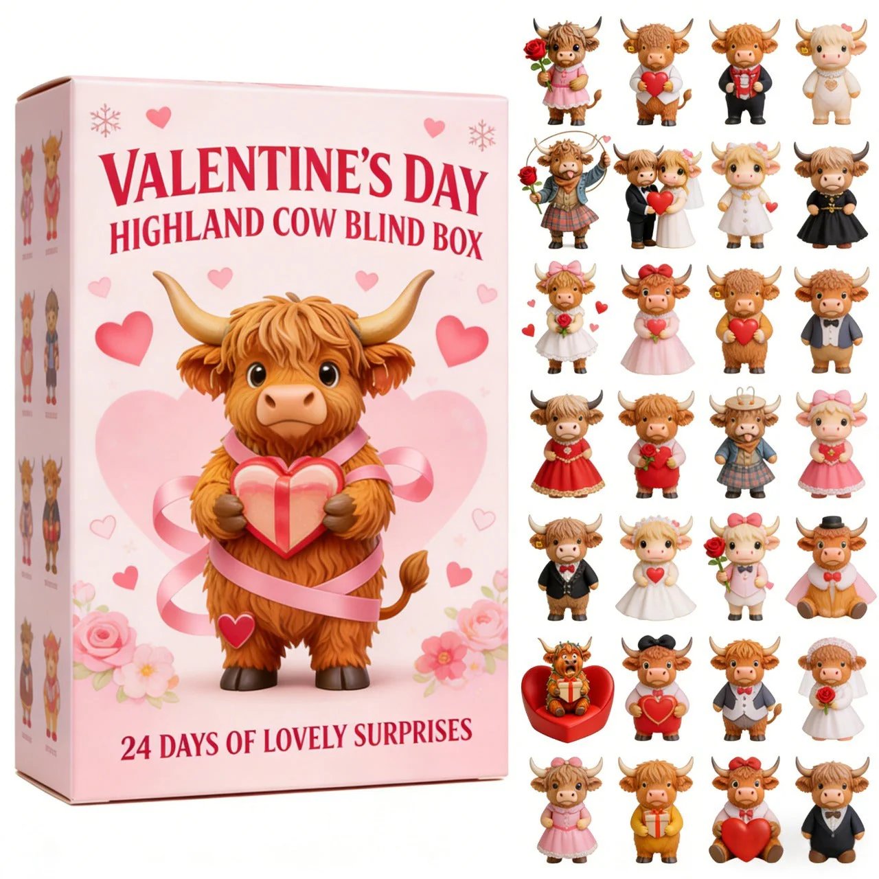 💘Valentine’s Day Highland Cow Blind Box🎁24 Days of Lovely Surprises