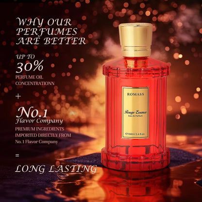 ROMASS Rouge Essence Luxe Perfume - 12+ Hours Long-Lasting Fragrance