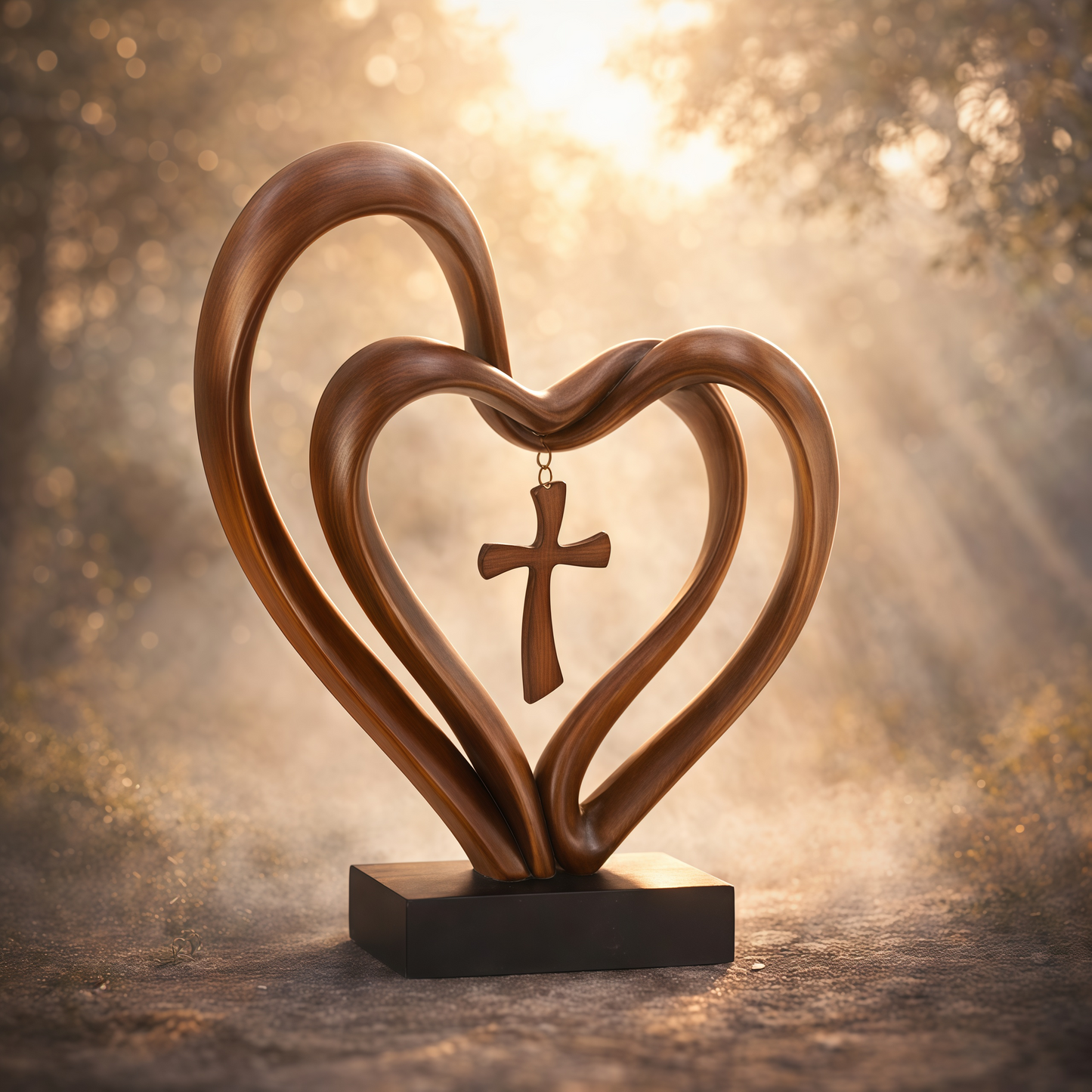 🌸Valentine's Day Hot Sale💖Marriage Takes Three – Entwined Heart & Cross Christian Wedding Sculpture