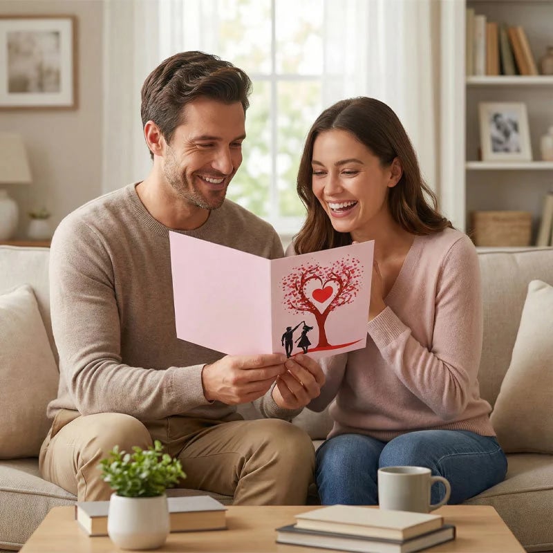 🌸Valentine's Day Hot Sale💕3D Pop-Up Anniversary Card - Romantic Love Tree & Hearts Design💌
