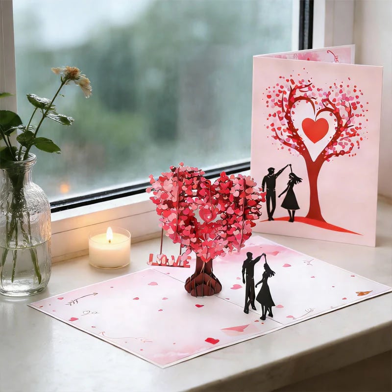 🌸Valentine's Day Hot Sale💕3D Pop-Up Anniversary Card - Romantic Love Tree & Hearts Design💌