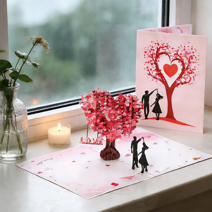 🌸Valentine's Day Hot Sale💕3D Pop-Up Anniversary Card - Romantic Love Tree & Hearts Design💌