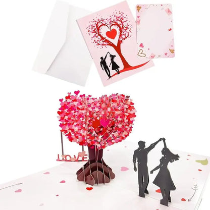 🌸Valentine's Day Hot Sale💕3D Pop-Up Anniversary Card - Romantic Love Tree & Hearts Design💌