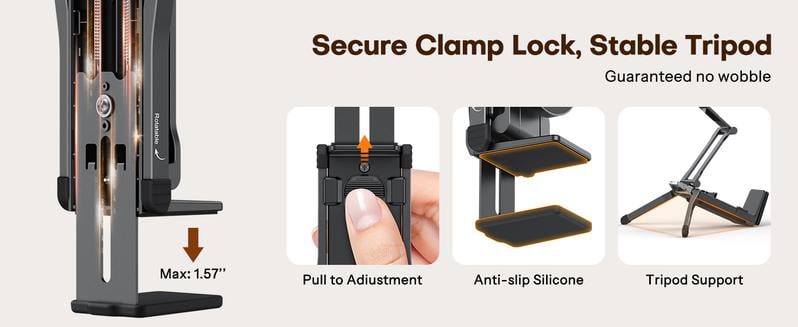MagSafe-Compatible 4-in-1 Travel Tripod & Clamp Mount