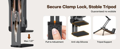 MagSafe-Compatible 4-in-1 Travel Tripod & Clamp Mount