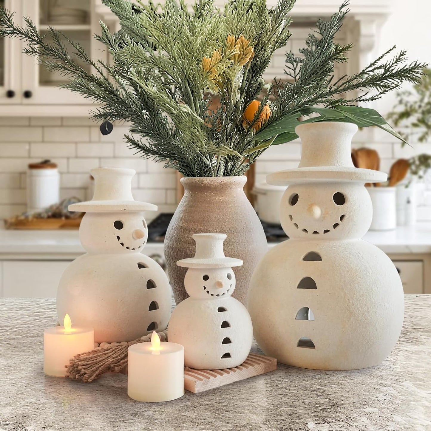 🎅Limited Edition, Only 100 Sets Left!Christmas Bestsellers ⛄-Handmade Terracotta Snowman Figurines (Free Shipping!)