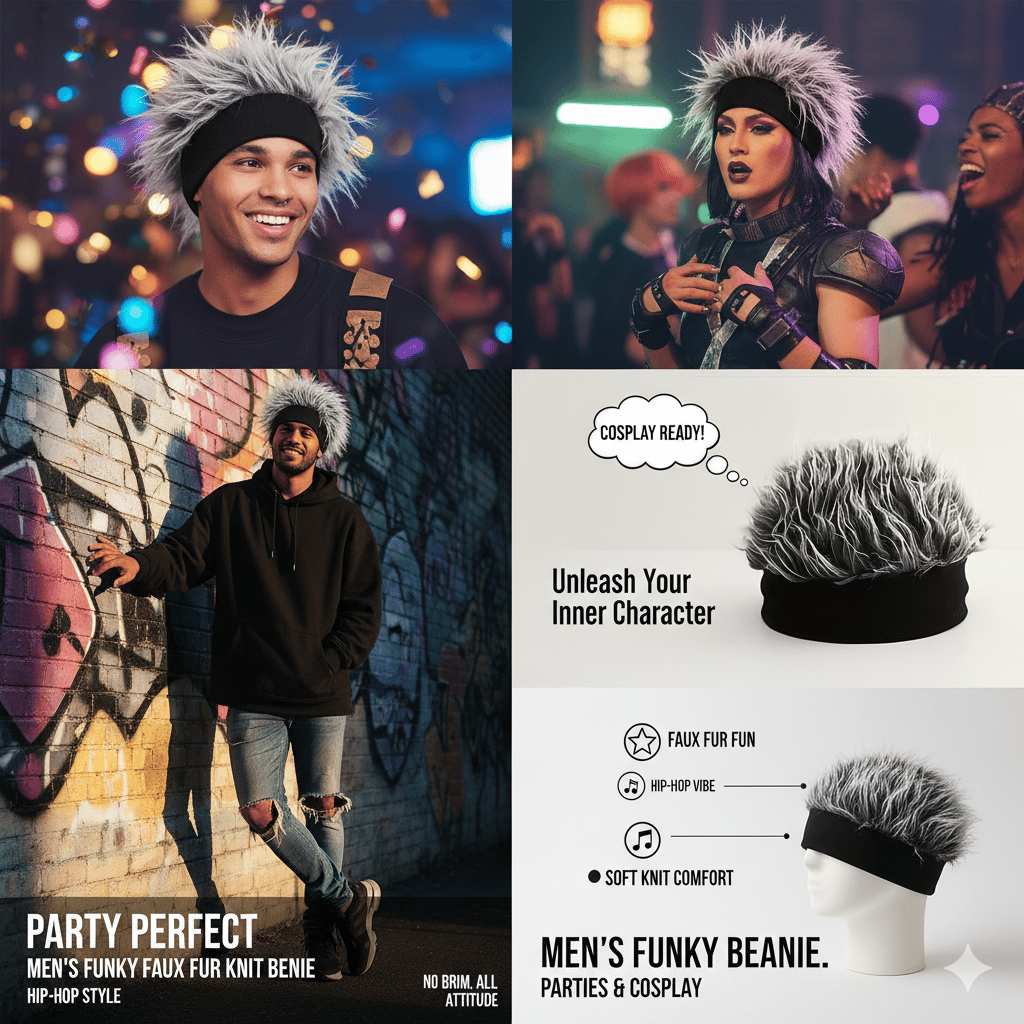 Hot Sale 33% OFF!!⚡50K+ SOLD!🔥🔥Men'S Funky Faux Fur Knit Beanie Hat