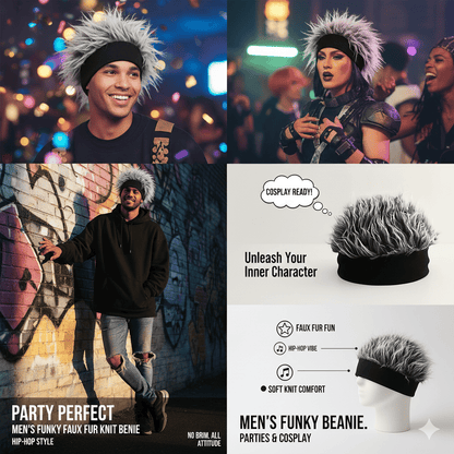 Hot Sale 33% OFF!!⚡50K+ SOLD!🔥🔥Men'S Funky Faux Fur Knit Beanie Hat