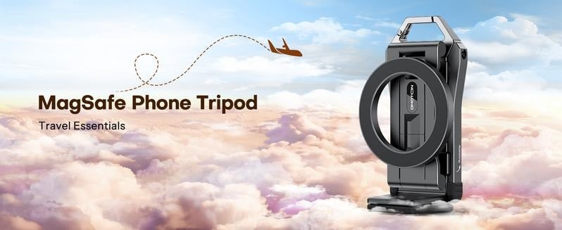 MagSafe-Compatible 4-in-1 Travel Tripod & Clamp Mount